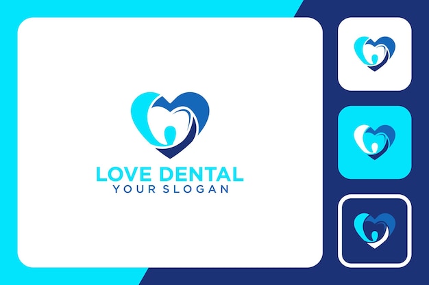 love with dental logo design icon vector illustration