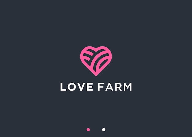 love with farming logo design vector silhouette illustration