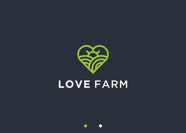 love with farming logo design vector silhouette illustration