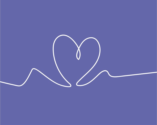 Love with peri purple background continuous one line illustration