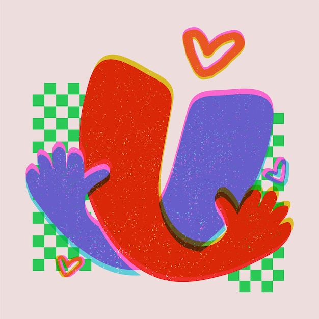 Vector love with retro risograph concept