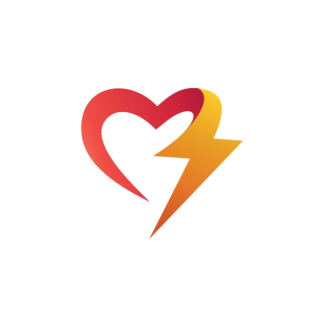 Love With Thunder Shape Logo Design