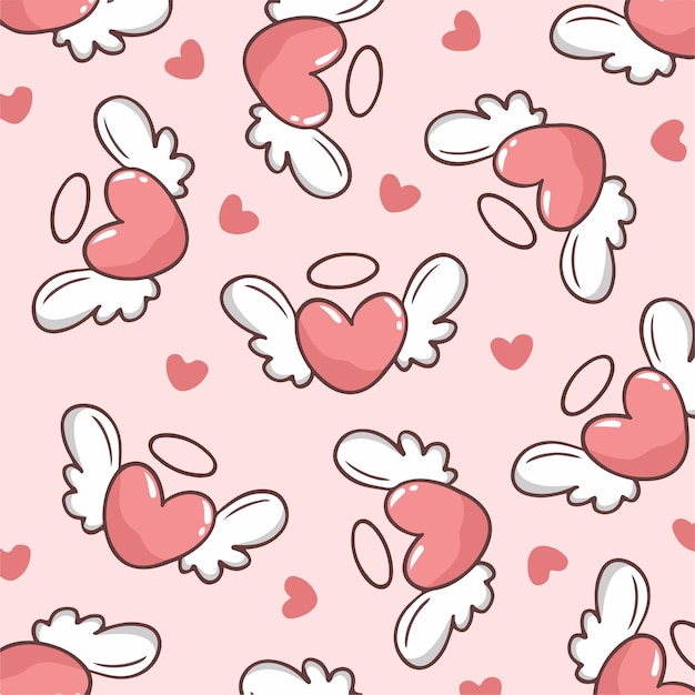 Love with Wings Pattern Background Vector Illustration