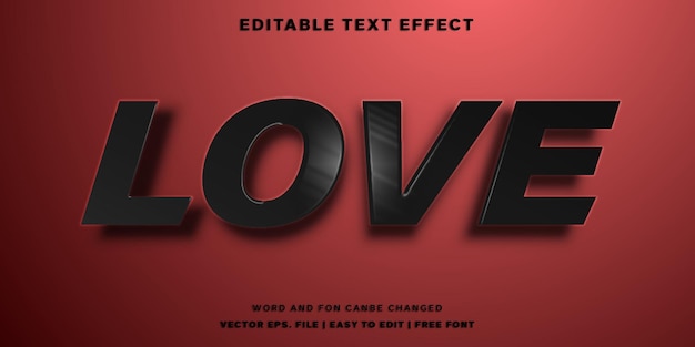 Vector love word 3d text effect style premium vector