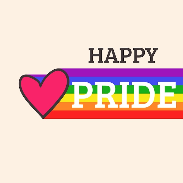 Love word in heart shape LGBTQIA Pride Month Social media post