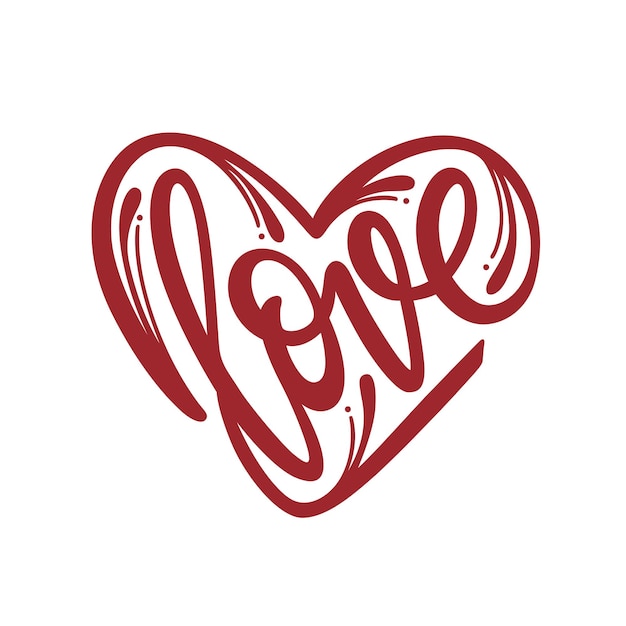 Love word heart typography Vector illustration