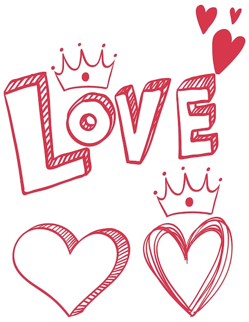 Love word text logotype in doodle style