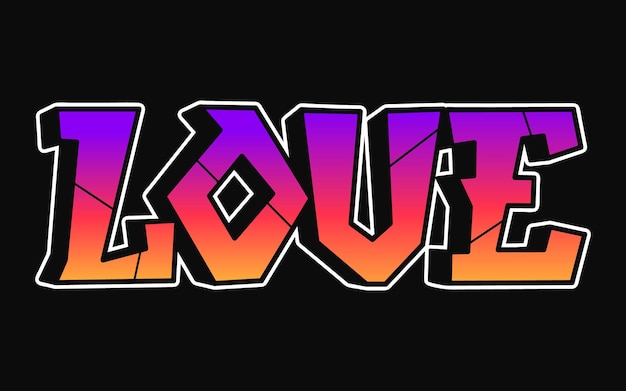 Love word trippy psychedelic graffiti style letters