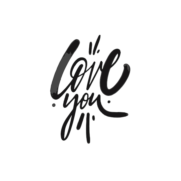 Love you hand drawn black color calligraphy phrase. Motivational text vector illustration.