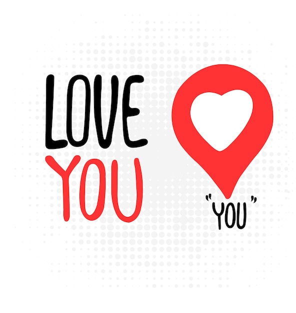 Love You Hand Drawn Lettering with Cute Heart for Romantic Love and Valentines day Concepts