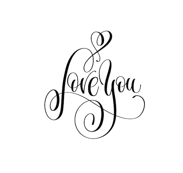 Love you hand lettering inscription text to valentines day