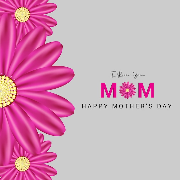 Love you mom Flower card for mothers day Free Vector