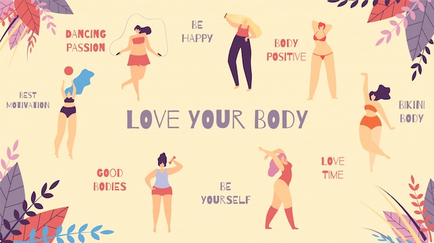 Vector love your body best motivational slogan banner