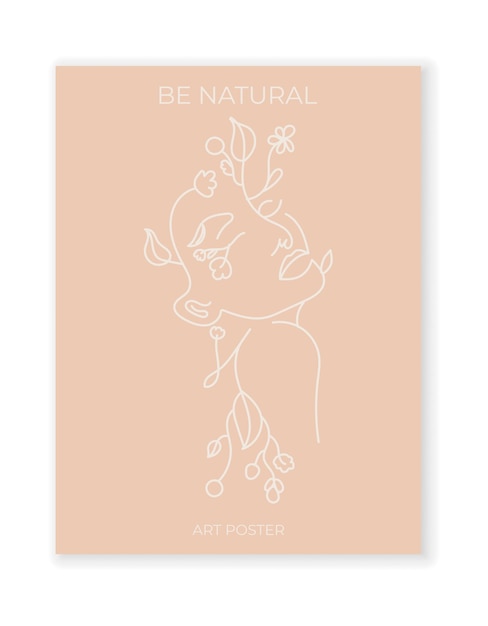 Love yourself poster Be natural Love your body concept Vector line illustration