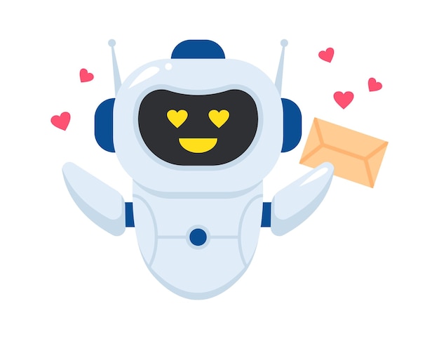 Loved chatbot Character Support Automated Service Vector illustration