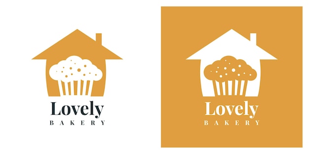 Lovely bakery house logo illustration template design