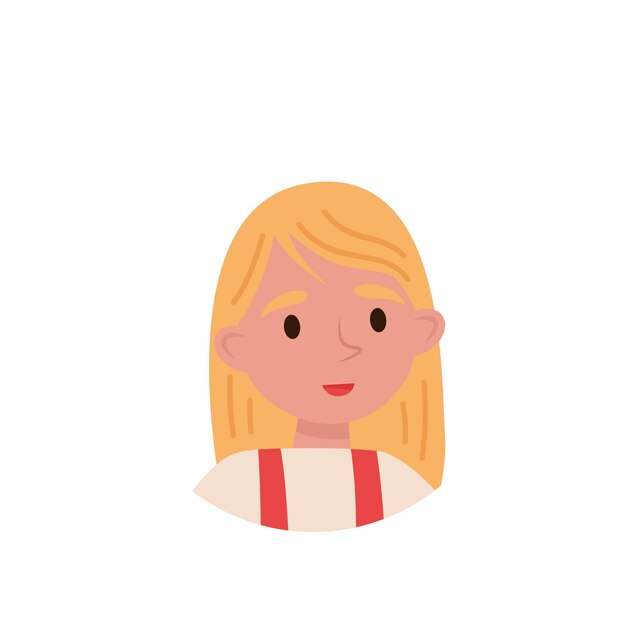 Vector lovely blonde girl avatar of cute little kid vector illustration isolated on a white background