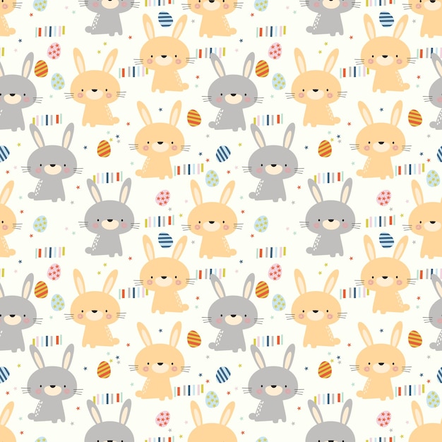 Lovely bunny and Easter egg seamless pattern