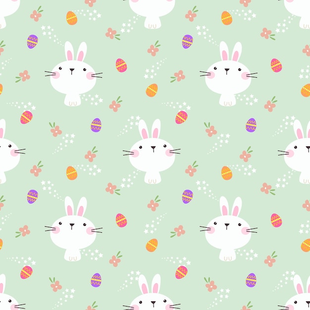 Lovely bunny and Easter egg seamless pattern