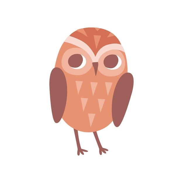 Lovely cartoon brown owlet bird character vector Illustration isolated on a white background