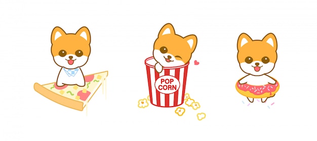 Lovely cartoon puppy and food design