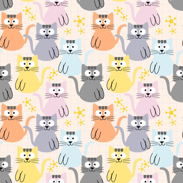 Lovely cat seamless pattern