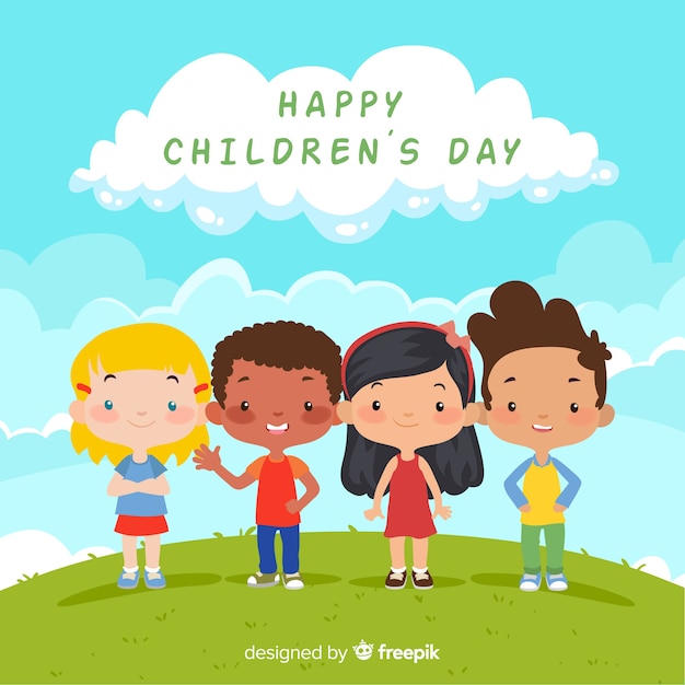 Lovely children's day composition with flat design