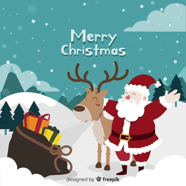 Lovely christmas background with flat design