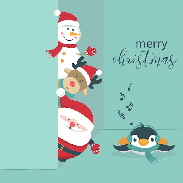 Vector lovely christmas character collection with flat design