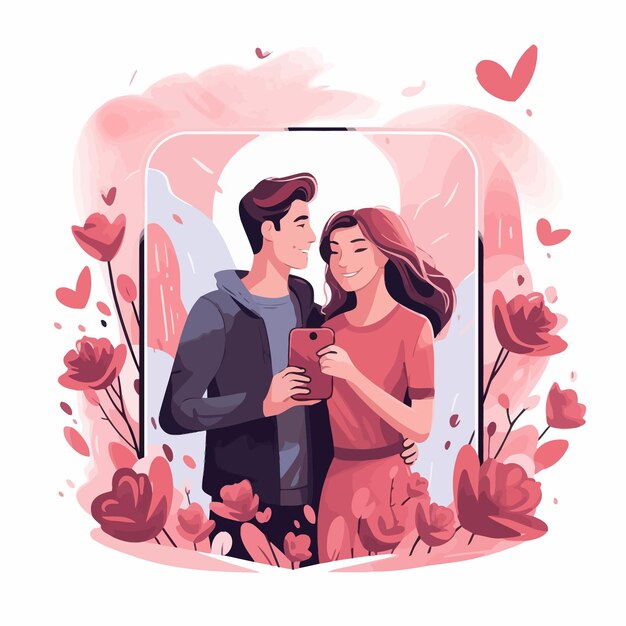 Vector lovely couple illustration