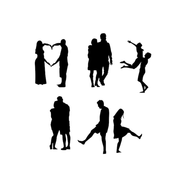 Lovely couple in silhouette illustration