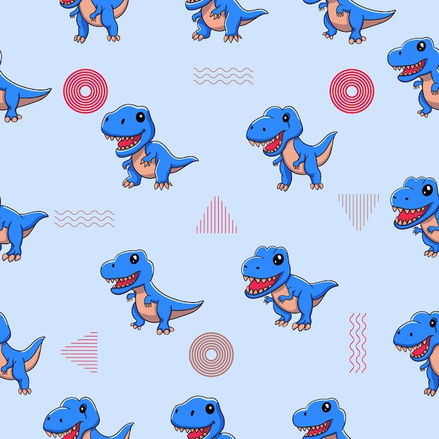 lovely cute dinosaurs seamless pattern premium vector