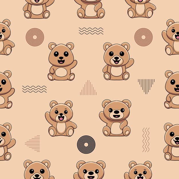 lovely cute teddy bears seamless pattern premium vector