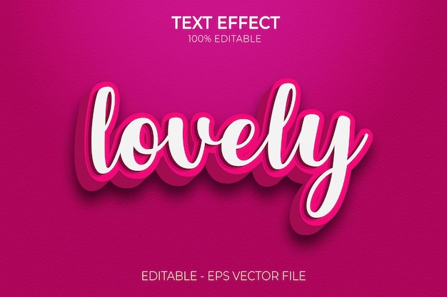 Lovely editable 3d text effect premium vector Premium Vector