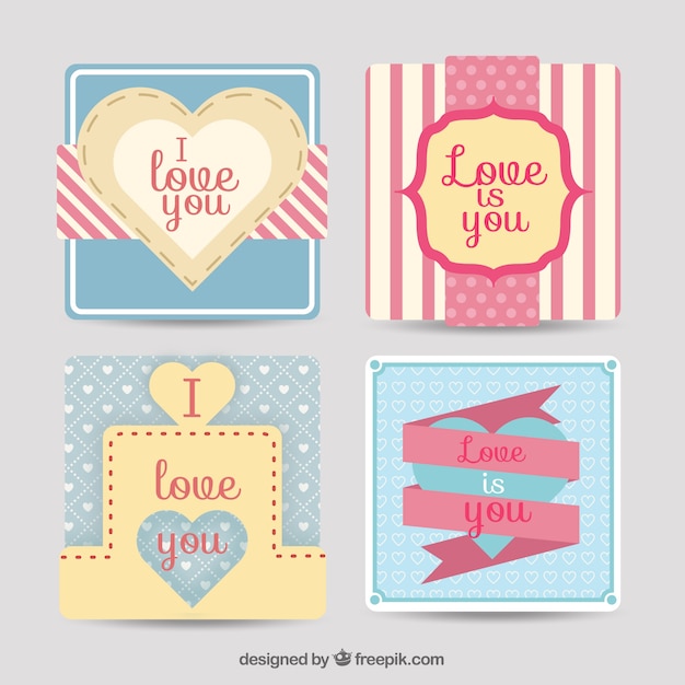 Lovely flat love cards design