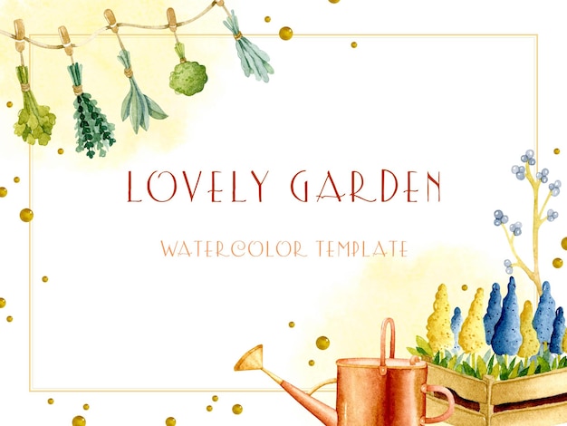 Lovely garden watercolor frame template