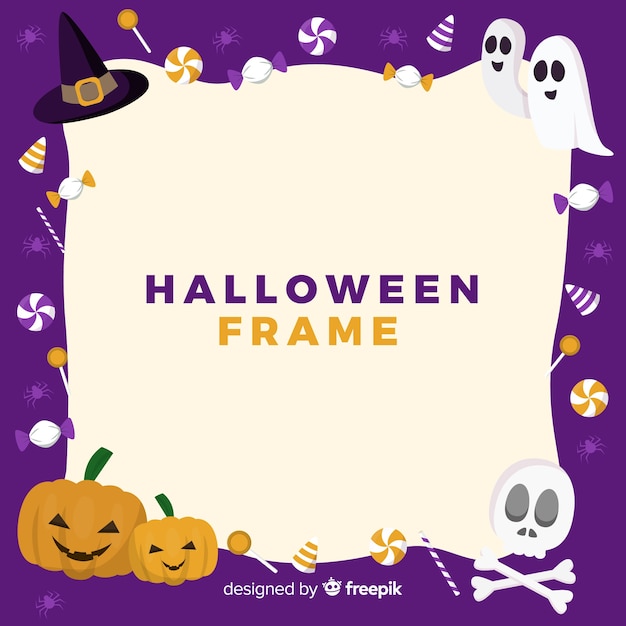 Lovely  halloween frame with flat design