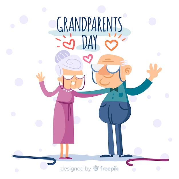 Vector lovely hand drawn grandparents' day composition