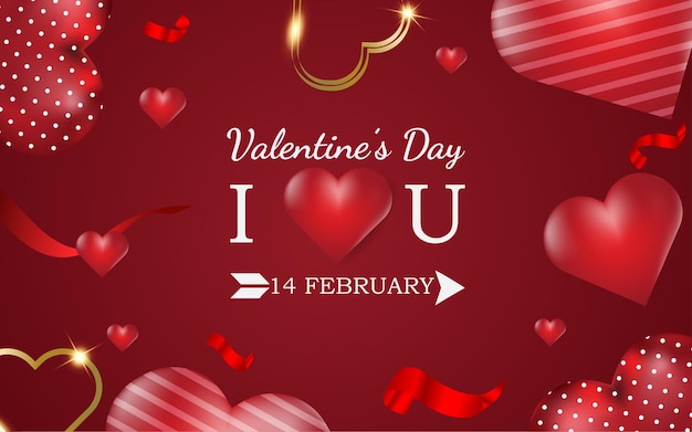 Lovely happy valentine's day background with hearts