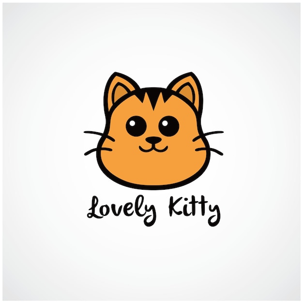 Lovely Kitty Cute Cat Logo Vector Design Illustration