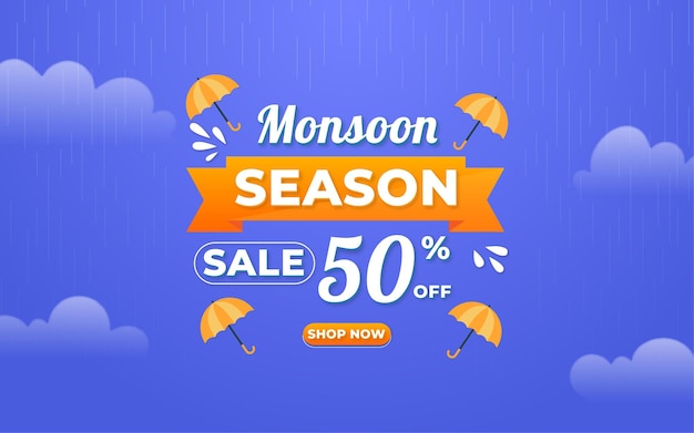 Lovely monsoon sale composition with editable text effect design