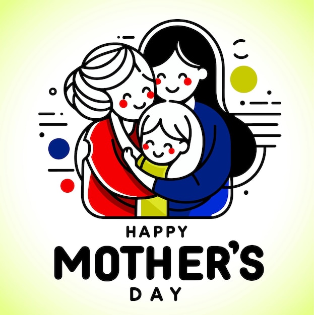 lovely mothers day greeting card mom with children vector illustration