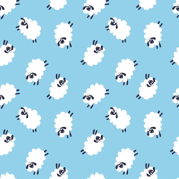 Lovely sheep Seamless pattern vector illustration