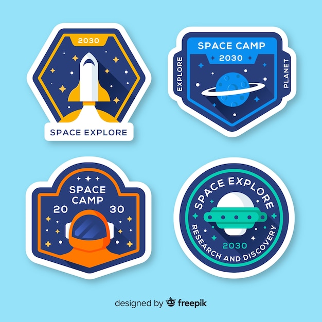 Lovely space badge collection with flat design