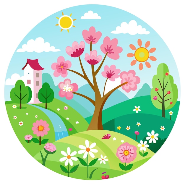 Vector lovely spring background clipart vector art and illustration