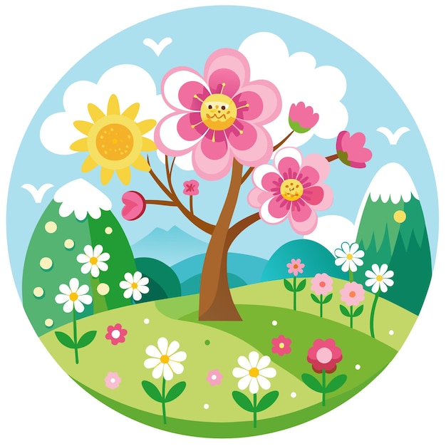 Vector lovely spring background clipart vector art and illustration