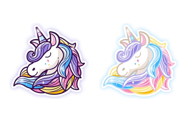 Lovely Unicorn illustration with colourful hair