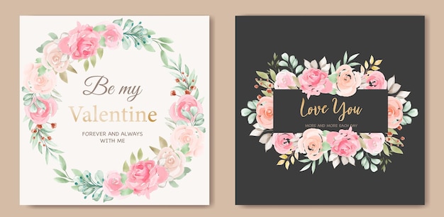 Lovely valentine's day card template with wreath floral