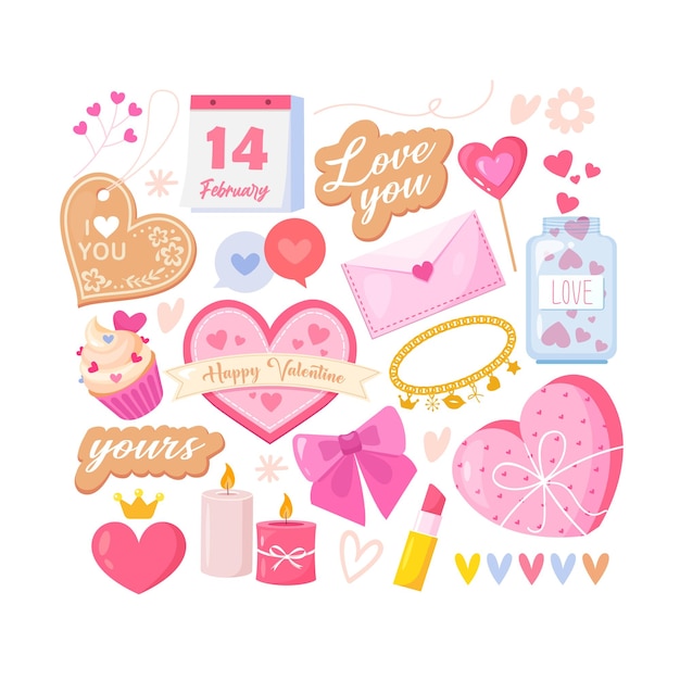 Lovely valentine's day elements set