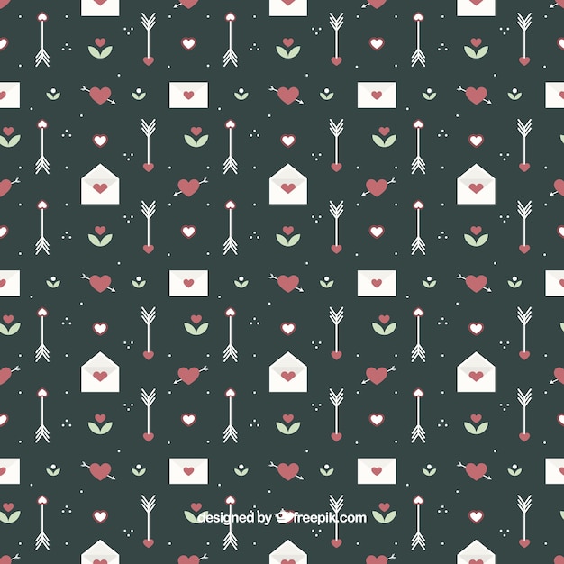 Lovely valentines day pattern in flat design